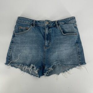 Topshop Mom Distressed Cut Off Rough Hem Jean Shorts Size 10 Women’s